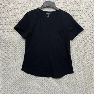 Scrubstar Women's Active V Neck Medical Scrub Top Black‎ stretch Size Small